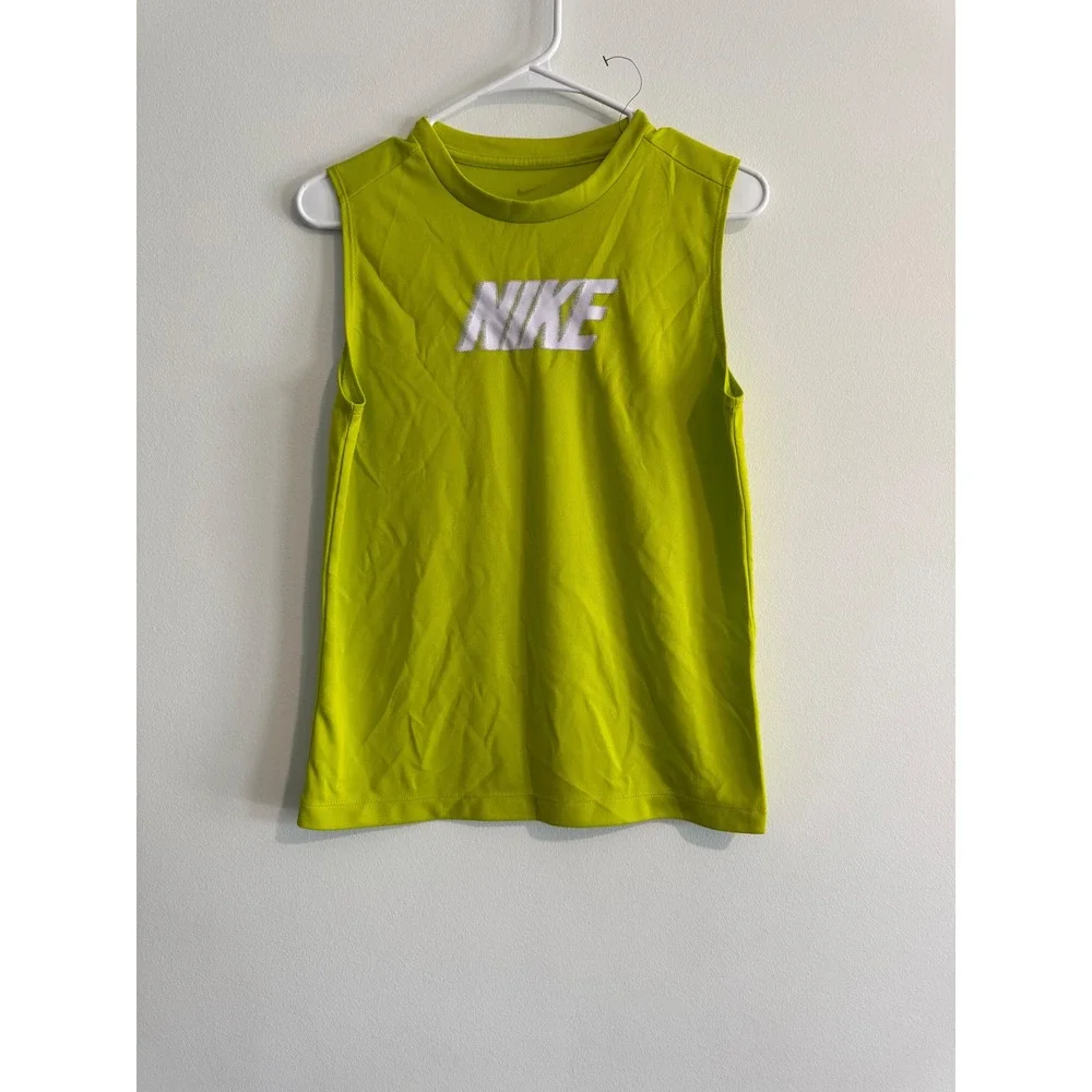 Nike Dri-FIT‎ Sleeveless Training Top boys L Lime Green Graphic Logo